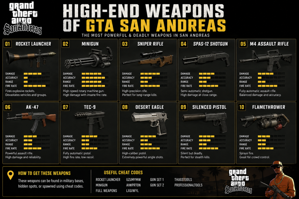 RELEASE HIGH-END WEAPONS OF GTA SAN ANDREAS
